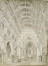 Design for a church: interior perspective, c1864. Creator: Richard Norman Shaw.