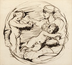 Sketch of Michelangelo's Taddei tondo, (c1823?). Creator: David Wilkie.