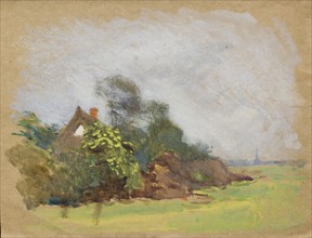 Landscape with thatched cottage, c1875-1944. Creator: George Clausen.