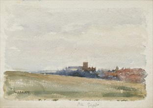 St Albans, September' (view towards the town and Cathedral), early-mid 1880s. Creator: George Clausen.