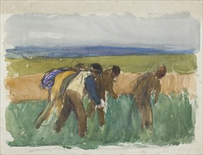 Study of four labourers working in a field, c1875-1944. Creator: George Clausen.