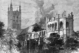 The fire at Canterbury Cathedral, 1872. Creator: Unknown.