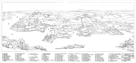 Bird's-eye view of Plymouth, 1872. Creator: Unknown.