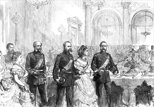 The Three Emperors at Berlin: arrival at the banquet in the White Hall of the Old Palace, 1872. Creator: Unknown.