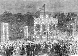 The English Volunteers at Ghent: open-air festival in the Place d'Armes, 1872. Creator: Unknown.