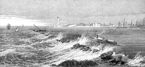 New breakwater in the harbour of Alexandria, 1872. Creator: Unknown.