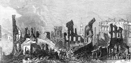 The Great Fire at Boston: view of the ruins, from Pearl-Street, 1872. Creator: Unknown.