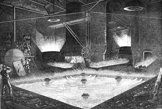 Casting one of the plates for the great steam-hammer at Woolwich, 1872. Creator: Unknown.