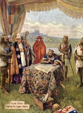 'King John signing the Magna Charta', 1925.  Creator: Howard Davie.