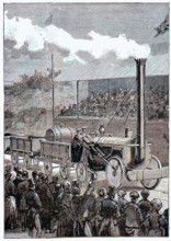 Stephenson's 'Rocket' winning the Rainhill Trials, 14 October 1829 (1898). Creator: Unknown.