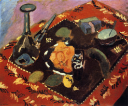 'Dishes and Fruit on a Red and Black Carpet', 1906. Creator: Henri Matisse.