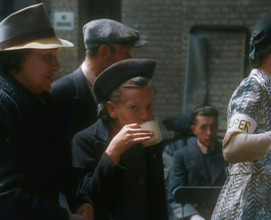 Dutch Refugees Having Tea at a Reception Centre in the United Kingdom, 1940. Creator: British Pathe Ltd.