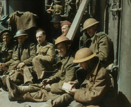 British Soldiers Sitting Aboard a Ship Taking Them Across the Channel Following the..., 1940. Creator: British Pathe Ltd.