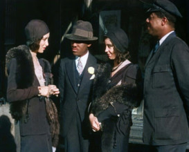 Smartly Dressed People in Conversation On the Streets of New York City, 1932. Creator: British Pathe Ltd.