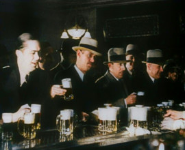 American Civilians Celebrating the End of Prohibition Drinking in a Bar, 1930s. Creator: British Pathe Ltd.