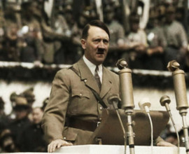 Adolf Hitler Giving a Speech, 1930s. Creator: British Pathe Ltd.