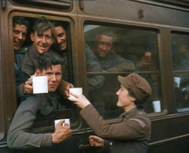 British Soldiers Receiving Food and Drink on the Train Back To Camp, 1940. Creator: British Pathe Ltd.