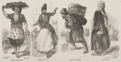 Turkish Cake-Seller; Dancing Dervish; Hamal, or Porter; Black Slave, 19th century. Creator: Unknown.