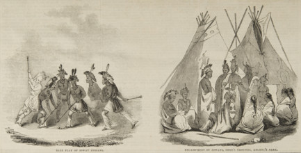 'Ball Play of the Ioway Indians' and 'Encampment of Ioways, Lord's Grounds, Regent's Park', c1844.  Creator: Unknown.