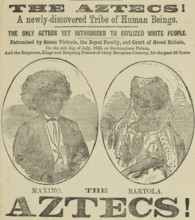 The Aztecs! Exhibition advert, 1867. Creator: Unknown.