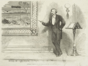 Artemus Ward in his entertainment at the Egyptian Hall, 1866. Creator: Unknown.