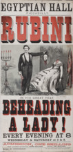 Egyptian Hall Piccadilly - Rubini in his Great Feat, Beheading a Lady!, 1867.  Creator: Unknown.