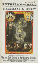 Maskelyne & Cooke's The New Dark Seance & the Wonderful Skeleton! at the Egyptian Hall, 1883.  Creator: Unknown.