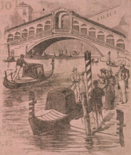 Gondolas and the Rialto Bridge, c1891. Creator: Unknown.