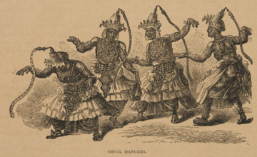 Devil Dancers from "Hagenbeck's World Renowned Ceylonese Exhibition Programme", 1886. Creator: Unknown.