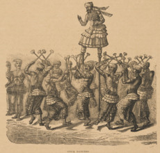 Stick Dancers from "Hagenbeck's World Renowned Ceylonese Exhibition", 1886. Creator: Unknown.