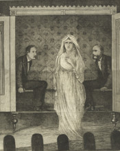 The Easter Holidays: Maskelyne & Cooke's Dark Seance at the Egyptian Hall, 1875. Creator: Unknown.