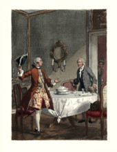 Casanova and Jean-Jacques Rousseau. Illustration for "Histoire de ma vie" by Giacomo Casanova, 1932. Creator: Auguste Leroux.