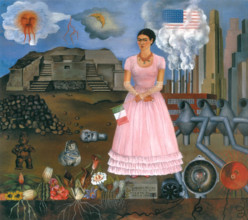 Self-Portrait Along the Border Line Between Mexico and the United States, 1932.  Creator: Frida Kahlo.