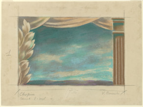 Set design for the "Chopin Concerto" ballet by Bronislava Nijinska, 1937. Creator: Waclaw Borowski.