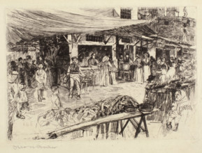 The Market, Florence (The Mercato Vecchio, Florence, 1881), 1881. Creator: Otto Henry Bacher.