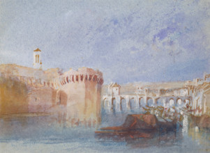 Angers: The Walls of the Doutre with the Tower of the Church of La Trinité, about 1826. Creator: JMW Turner.