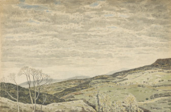 Mountainous Landscape with Cloudy Sky, about 1930. Creator: George Graham.