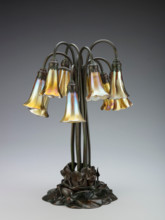 Ten-light pond lily lamp, after 1902. Creator: Tiffany Glass.