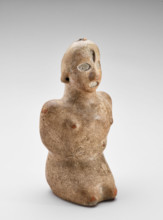 Effigy bottle (kneeling hunchbacked figure), 1200-1400. Creator: Unknown.