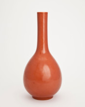 Tall coral-red vase, 1700-1799. Creator: Unknown.