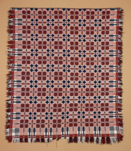 Bed Cover (Overshot Coverlet), 1825-1850. Creator: Unknown.