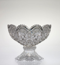 Kensington pattern punch bowl on stand, probably designed about 1895-1900. Creator: TG Hawkes & Co.