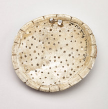 Circular shell gorget with scalloped edges, 1200-1500. Creator: Unknown.