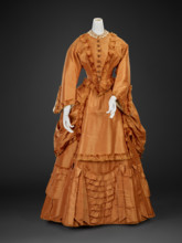 Wedding Dress (Bodice, Overskirt, Skirt), 1871. Creator: Unknown.