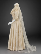 Wedding Dress with Veil and Fan, 1906. Creator: Unknown.