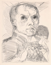 Self-Portrait with Stylus (Selbstbildnis mit Griffel), about 1916. Creator: Max Beckmann.