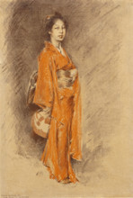 Japanese Woman in Kimono, late 19th century. Creator: Robert Frederick Blum.