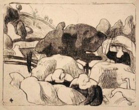 Femmes faisant les Foins (Women Making Haystacks), 1889. Creator: Emile Bernard.