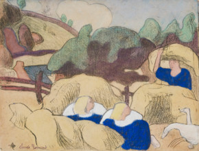 Femmes faisant les foins (Women Making Haystacks), 1889. Creator: Emile Bernard.