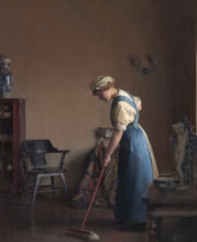 Girl Sweeping, about 1912. Creator: William McGregor Paxton.